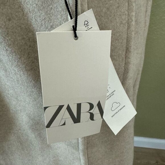 Zara S Long Vest Beige Tan Overcoat Neutral Contemporary Minimalist Clean Girl - Picture 10 of 11